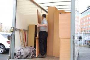 Loading the van with office furniture
